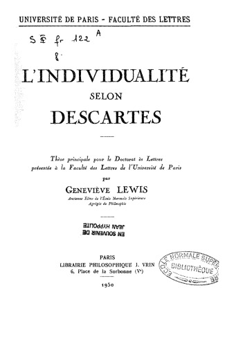 L’individualite selon Descartes