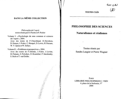 Philosophie des sciences - Tome 2 : Naturalismes et réalismes