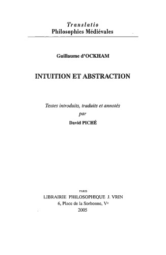 Intuition et abstraction (Translatio)