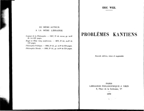 Problèmes kantiens