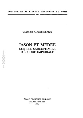 Jason et Médée sur les sarcophages d'époque imperiale