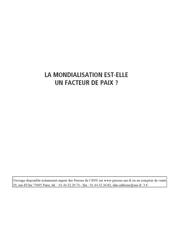 La mondialisation est-elle un facteur de paix ?