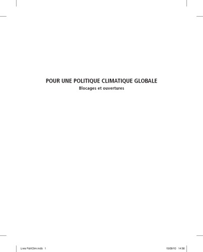 Pour une politique climatique globale : Blocages et ouvertures
