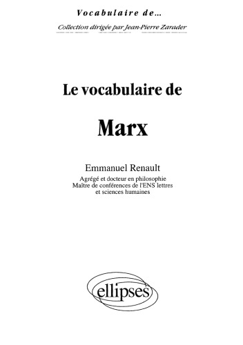 Le vocabulaire de Marx