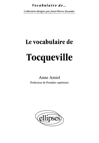 Le vocabulaire de Tocqueville