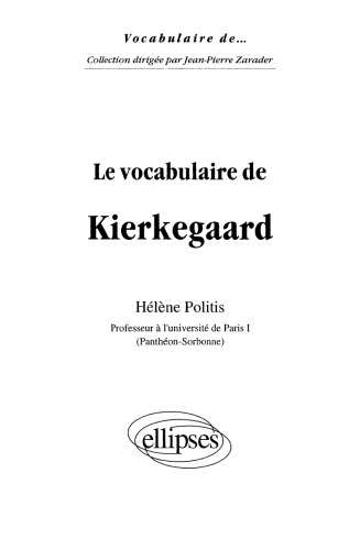 Le vocabulaire de Kierkegaard