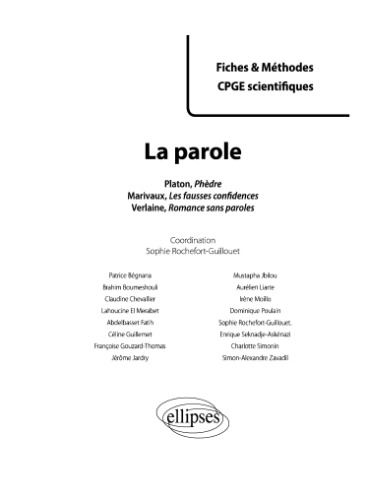 La Parole Fiches & Méthodes Prépas Scientifiques 2013-2014 Platon Marivaux Verlaine Dissertations