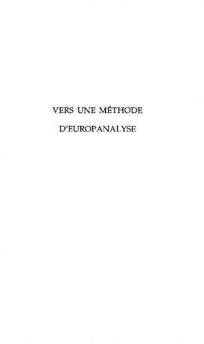 Vers une méthode d'europanalyse (French Edition)