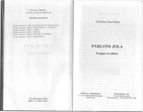 Parlons jola : Langue et culture