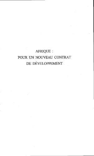 Afrique: pour un nouveau contrat de développement