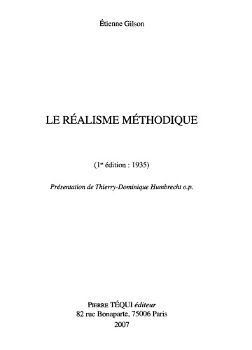 Le Realisme Methodique