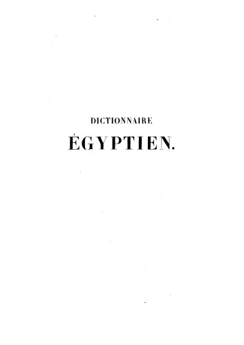 Dictionnaire égyptien en écriture hiéroglyphique french