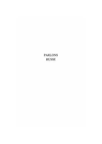 Parlons russe. une nouvelle approche