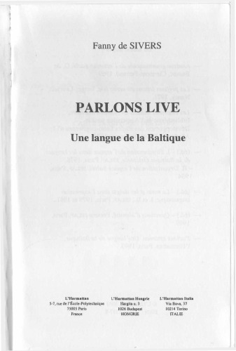 Parlons live. une langue de la baltique