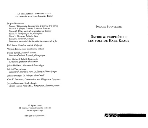 Satire et prophétie : les voix de Karl Kraus