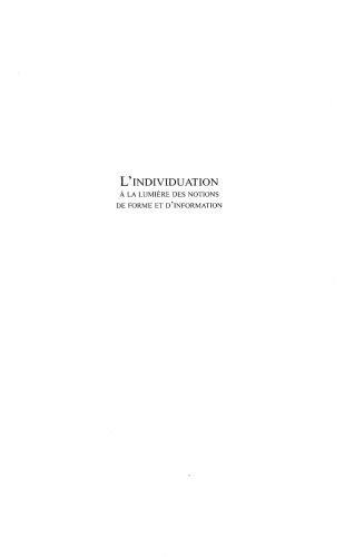 L'individuation à la lumière des notions de forme et d'information