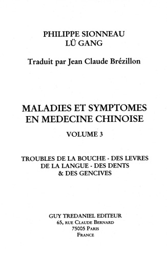 Maladies et symtômes en médecine chinoise t.3