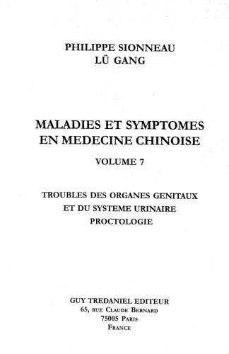 Maladies et symptomes en medecine chinoise (volume 7)