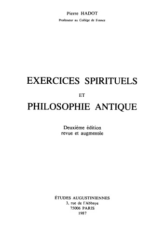 Exercices spirituels et philosophie antique