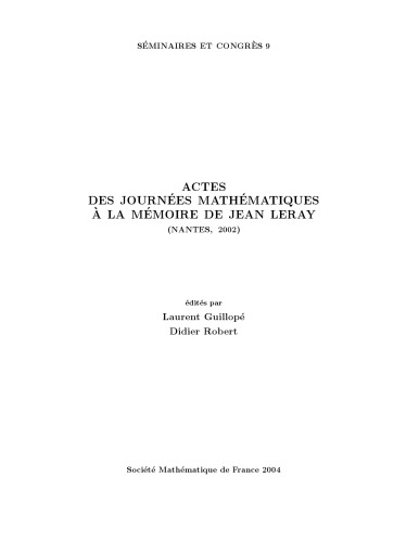 Actes des journées mathématiques à la mémoire de Jean Leray
