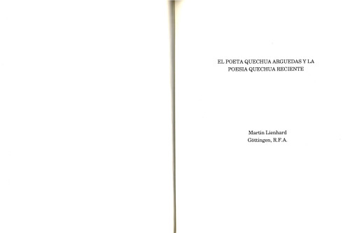 El poeta quechua José María Arguedas y la poesía quechua reciente