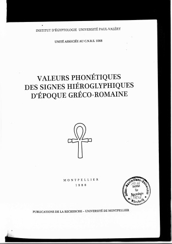 Valeurs phonétiques des signes hiéroglyphiques d'époque gréco-romaine