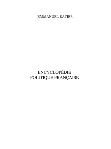 Encyclopédie politique française - Tome 1