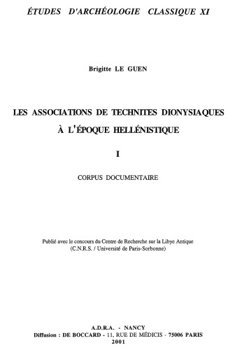 Les associations de technites dionysiaques à l'époque hellénistique