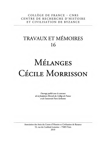 Mélanges Cécile Morrisson