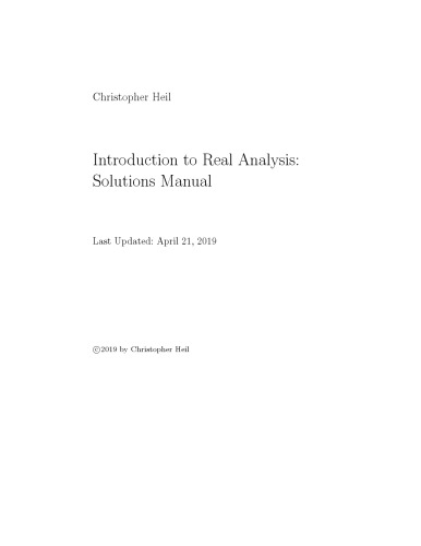 Introduction to Real Analysis (Instructor Solution Manual)