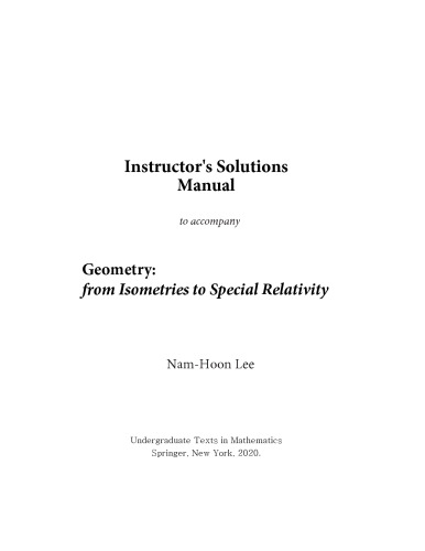 Geometry: from Isometries to Special Relativity (Instructor Solution Manual, Solutions)