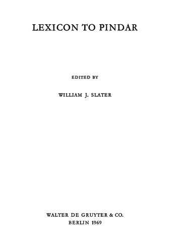 Lexicon to Pindar