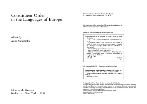 Constituent Order in the Languages of Europe