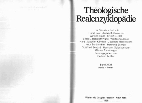 Theologische Realenzyklopädie, Bd 26: Paris - Polen