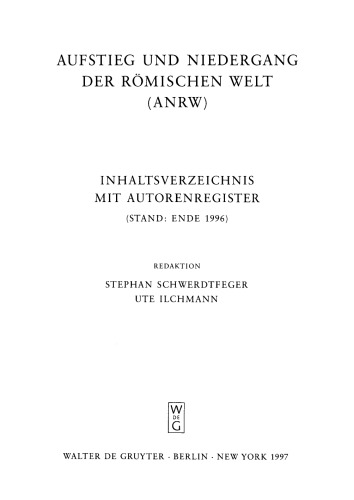 Inhaltsverzeichnis mit Autorenregister: (Stand: Ende 1996)