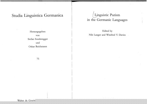Linguistic Purism In The Germanic Languages (Studia Linguistica Germanica)