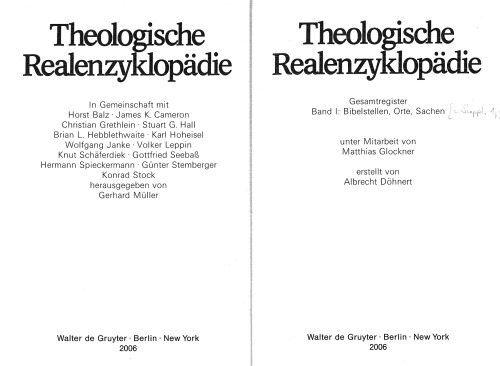 Gesamtregister: Band I: Bibelstellen, Orte und Sachen (Theologische Realenzyklopädie)