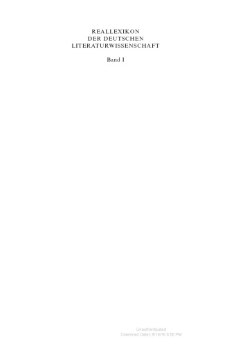 Reallexikon der deutschen Literaturwissenschaft (German Edition)
