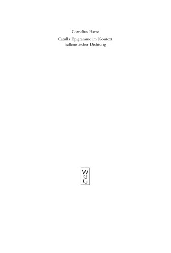Catulls Epigramme im Kontext hellenistischer Dichtung