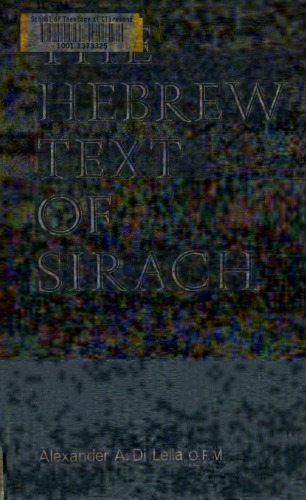 The Hebrew Text of Sirach: A Text-critical and Historical Study