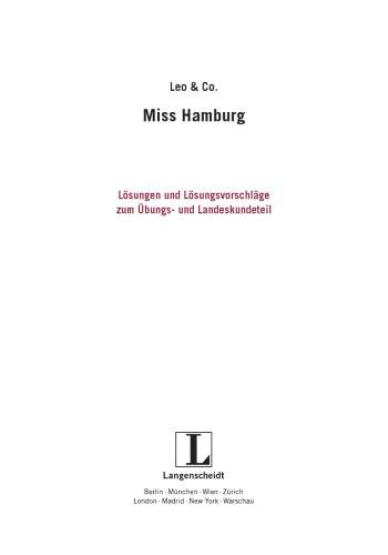 Miss Hamburg, m. Audio-CD: Ab A1