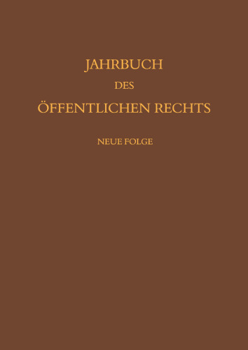 Jahrbuch Des Offentlichen Rechts Der Gegenwart. Neue Folge (German Edition)
