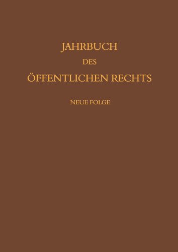 Jahrbuch Des Offentlichen Rechts Der Gegenwart (German Edition)