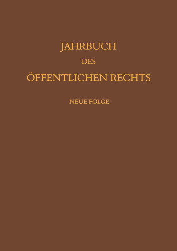 Jahrbuch Des Offentlichen Rechts Der Gegenwart. Neue Folge (German Edition)