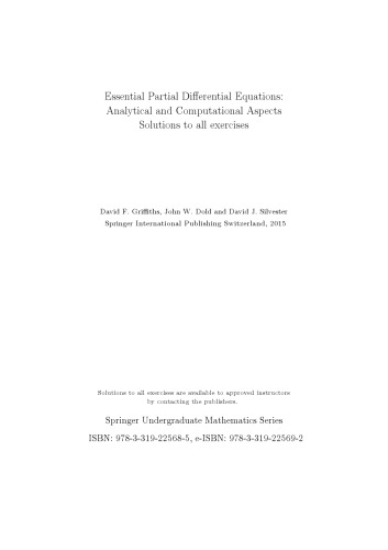 Essential Partial Differential Equations: Analytical and Computational Aspects (Instructor Solution Manual, Solutions)