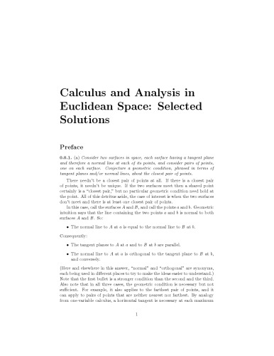 Calculus and Analysis in Euclidean Space (Instructor Solution Manual, Solutions)