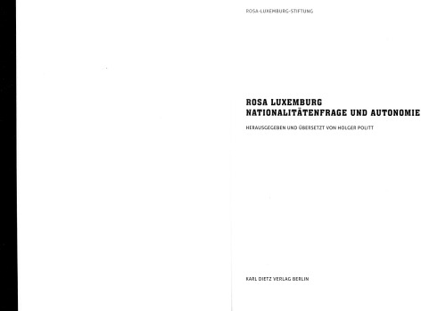 Nationalitätenfrage und Autonomie