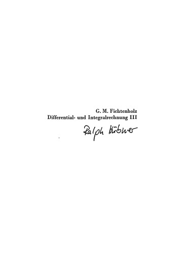 Differential- und Integralrechnung, Band: BD III