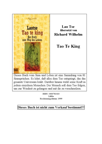 Tao te King. Das Buch vom Weg des Lebens