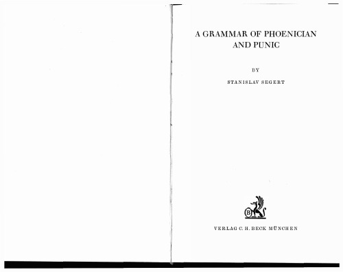 A grammar of Phoenician and Punic